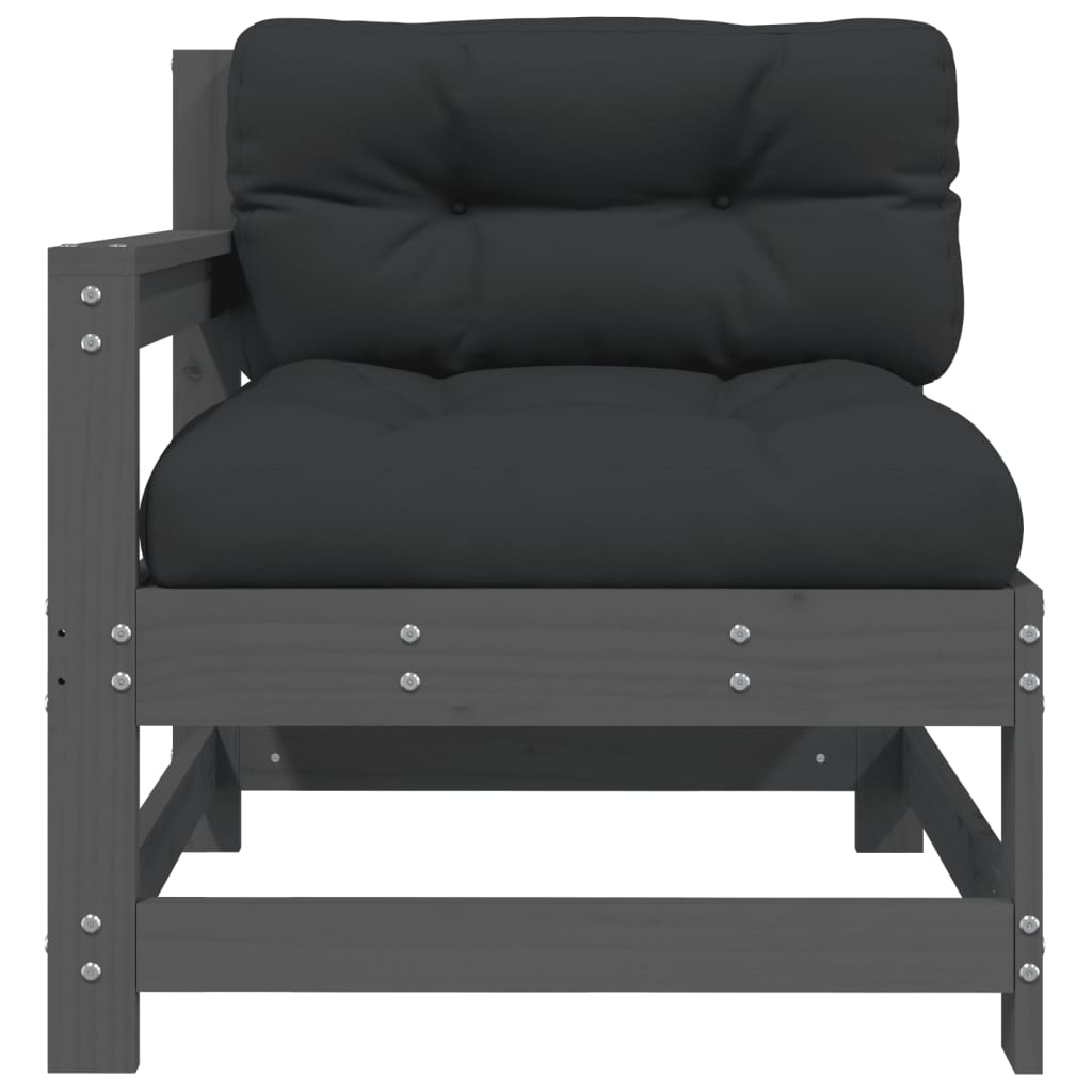Tuinstoelen 2 St Met Kussens Massief Grenenhout Grijs Grijs grenenhout Tweezitsbank