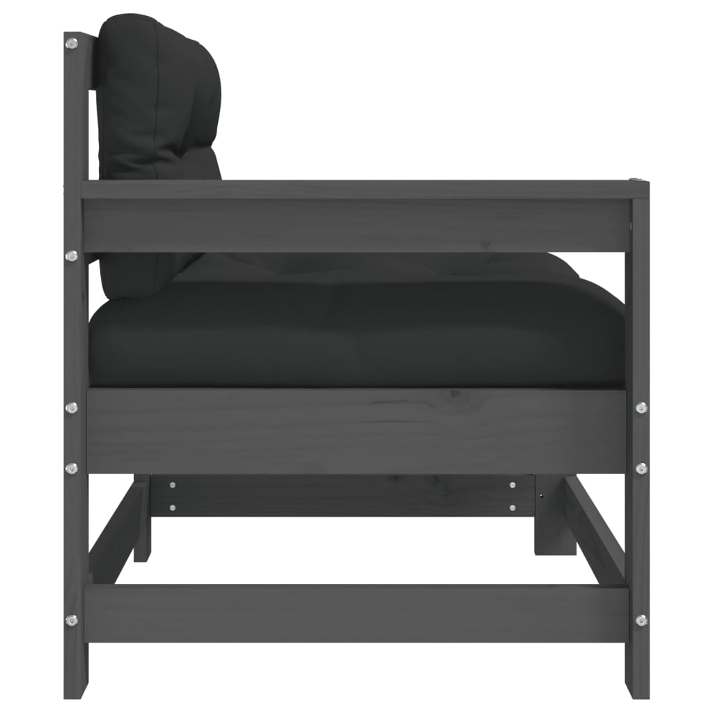 Tuinstoelen 2 St Met Kussens Massief Grenenhout Grijs Grijs grenenhout Tweezitsbank