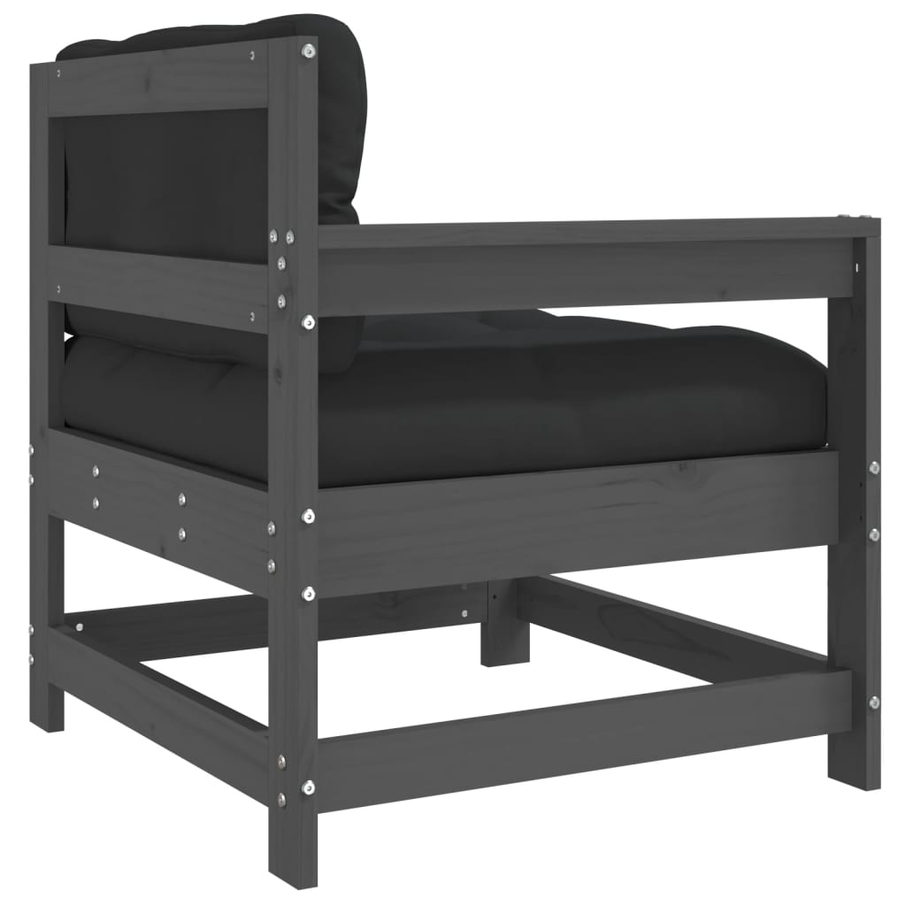 Tuinstoelen 2 St Met Kussens Massief Grenenhout Grijs Grijs grenenhout Tweezitsbank