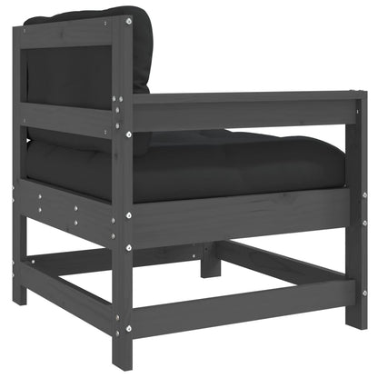 Tuinstoelen 2 St Met Kussens Massief Grenenhout Grijs Grijs grenenhout Tweezitsbank