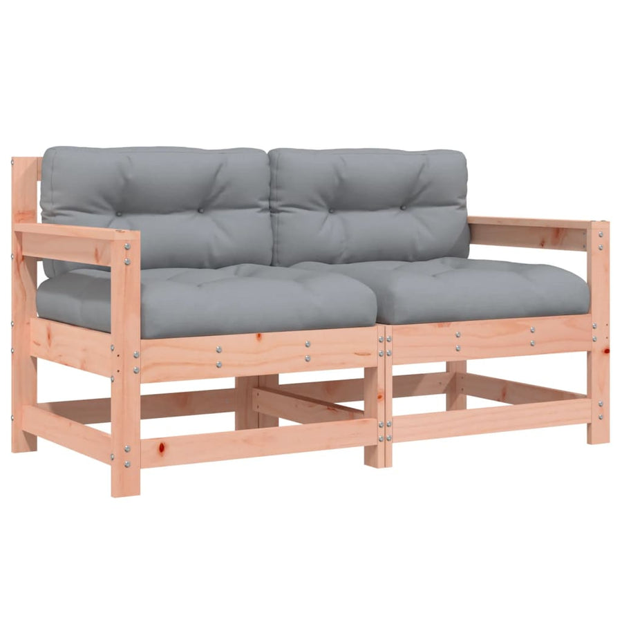 Tuinstoelen 2 St Met Kussens Massief Douglashout Natuurlijk douglashout Tweezitsbank