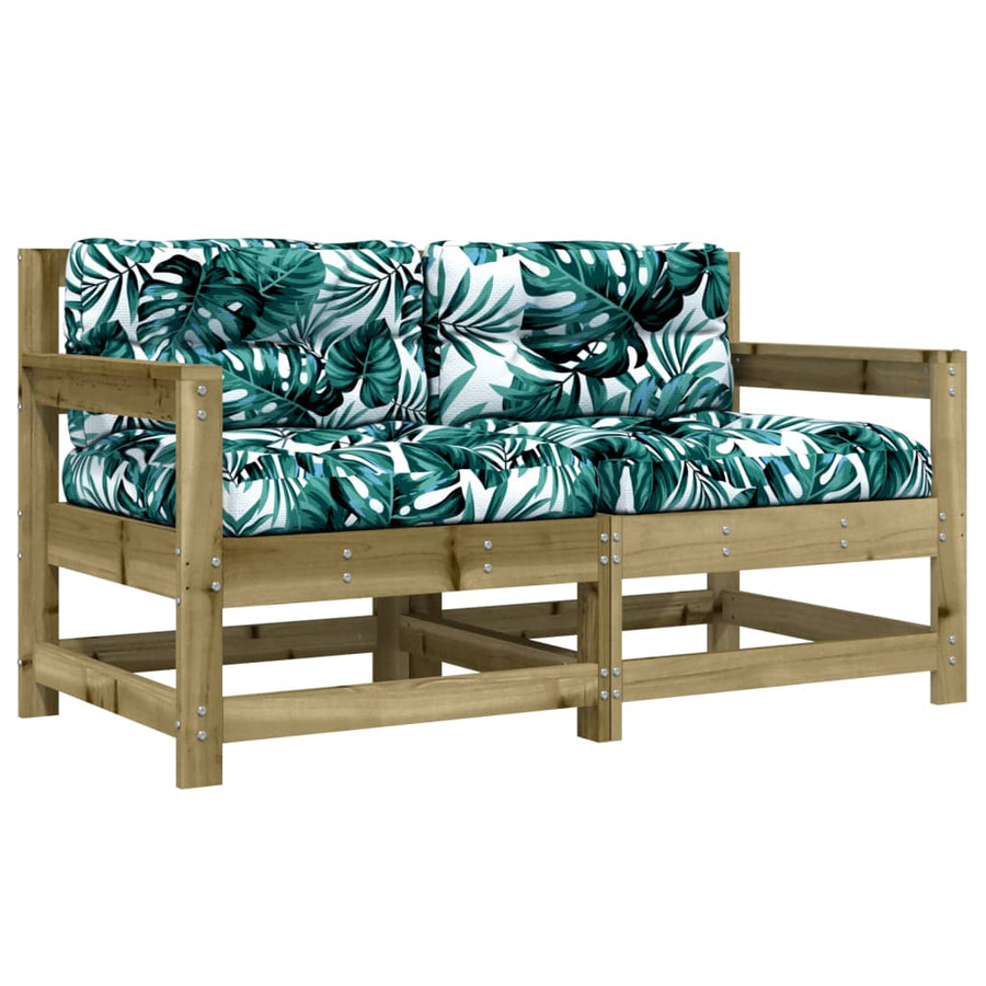 Tuinstoelen 2 St Met Kussens Geïmpregneerd Grenenhout Naturel geïmpregneerd Tweezitsbank