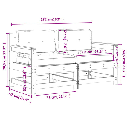 Tuinstoelen 2 St Met Kussens Geïmpregneerd Grenenhout Naturel geïmpregneerd Tweezitsbank