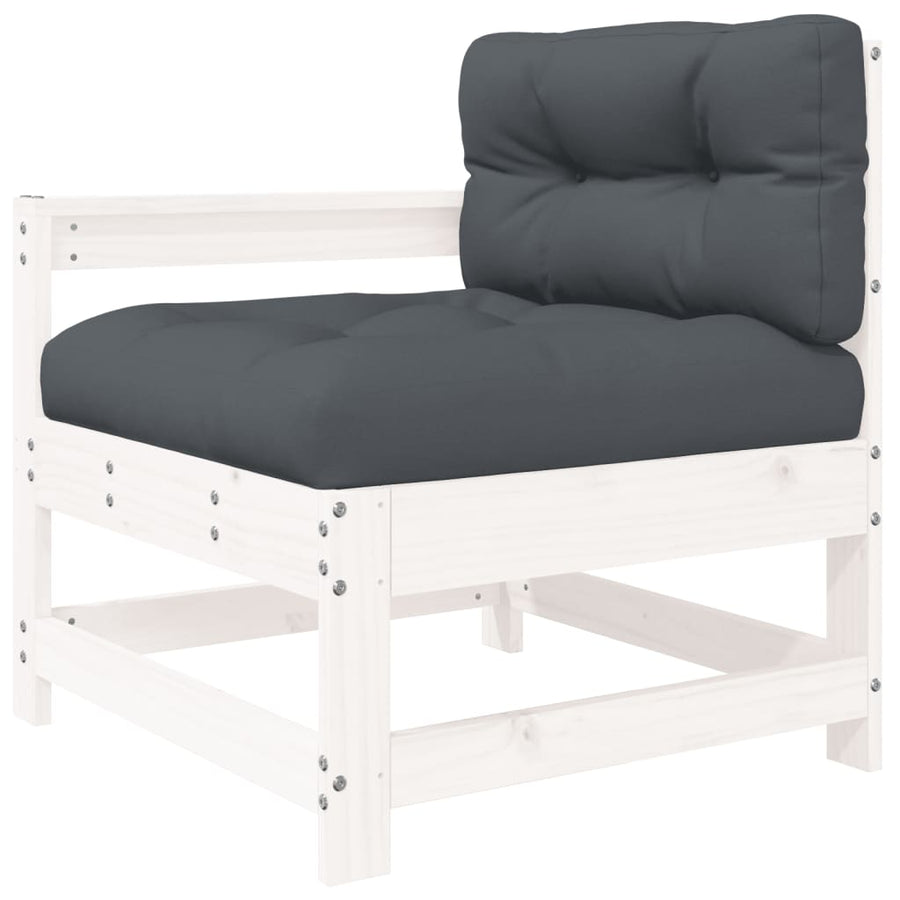 3-Delige Loungeset Met Kussens Massief Hout Wit Wit grenenhout Driezitsbank