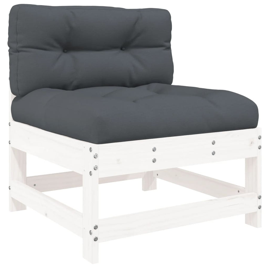 3-Delige Loungeset Met Kussens Massief Hout Wit Wit grenenhout Driezitsbank