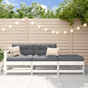 Loungeset massief hout 3-delig wit