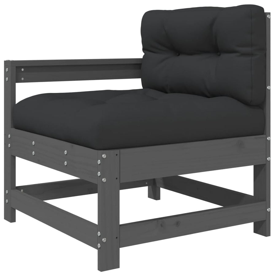 3-Delige Loungeset Met Kussens Massief Hout Grijs Grijs grenenhout Driezitsbank