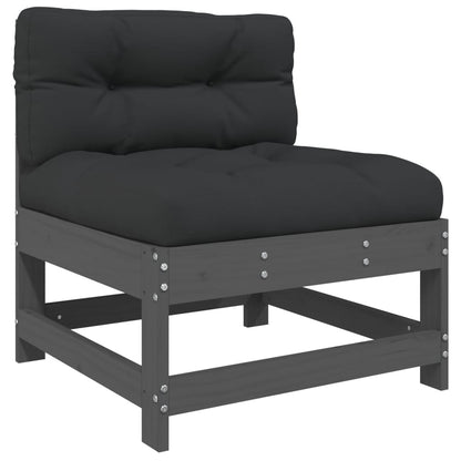 3-Delige Loungeset Met Kussens Massief Hout Grijs Grijs grenenhout Driezitsbank