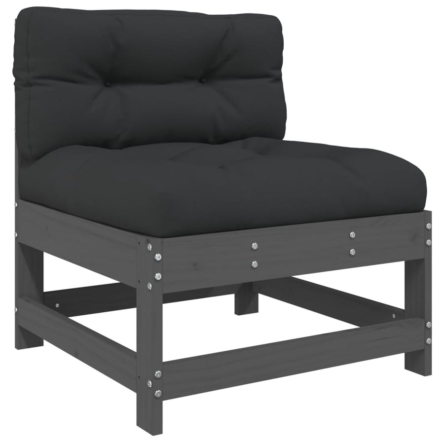 3-Delige Loungeset Met Kussens Massief Hout Grijs Grijs grenenhout Driezitsbank