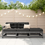 Loungeset massief hout 3-delig grijs