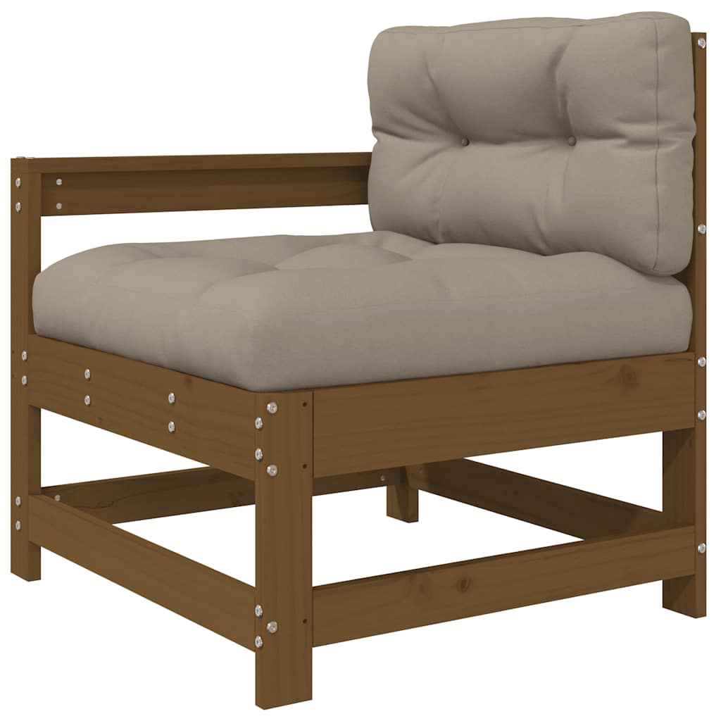 3-delige Loungeset met kussens massief hout honingbruin