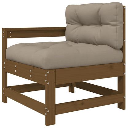 3-delige Loungeset met kussens massief hout honingbruin