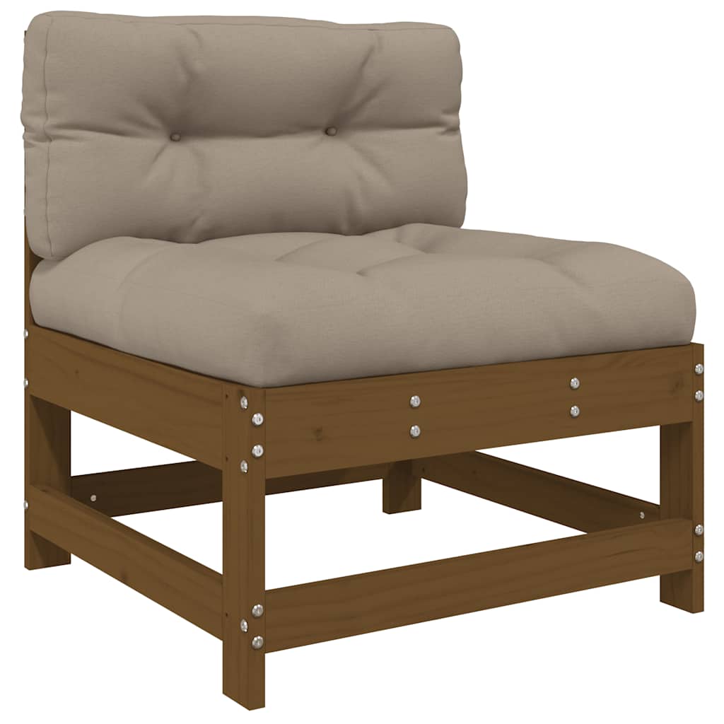 3-delige Loungeset met kussens massief hout honingbruin