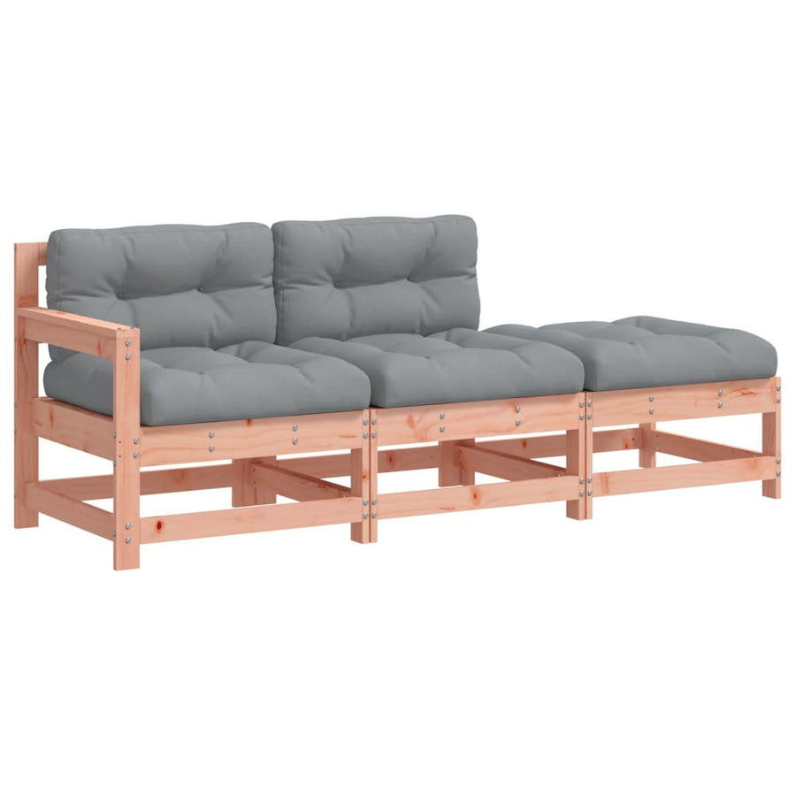 3-Delige Loungeset Met Kussens Massief Douglashout Natuurlijk douglashout Driezitsbank
