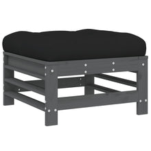 Tuinvoetenbank Met Kussen Massief Grenenhout Grijs Grijs grenenhout Voetensteun