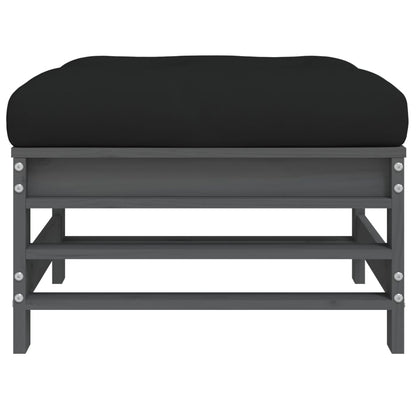 Tuinvoetenbank Met Kussen Massief Grenenhout Grijs Grijs grenenhout Voetensteun