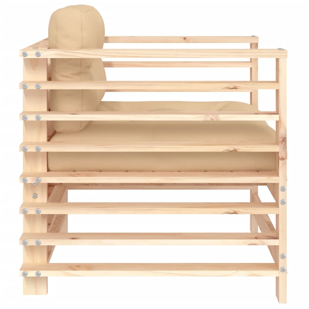 Tuinen 2 St Met Kussens Massief Grenenhout Natuurlijk grenenhout Stoel