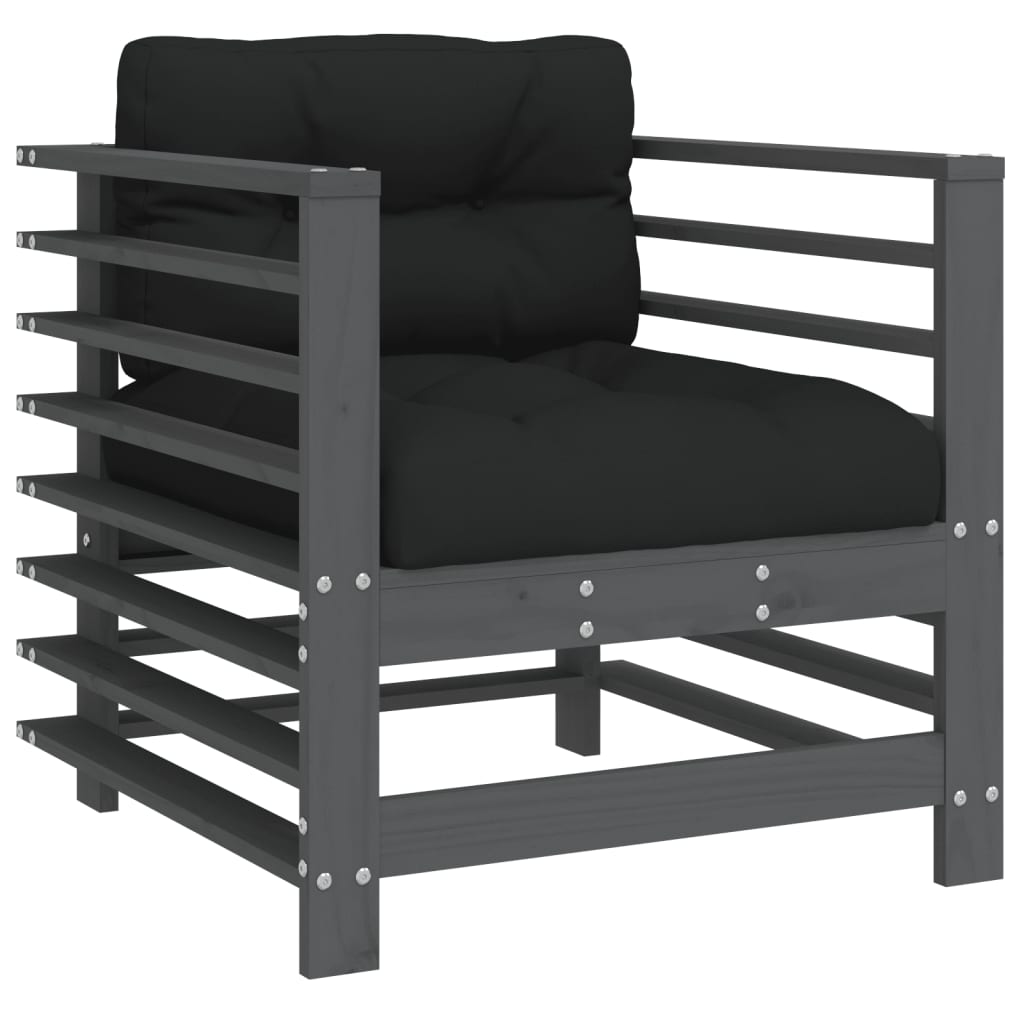 Tuinen 2 St Met Kussens Massief Grenenhout Grijs Grijs grenenhout Stoel