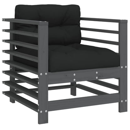 Tuinen 2 St Met Kussens Massief Grenenhout Grijs Grijs grenenhout Stoel