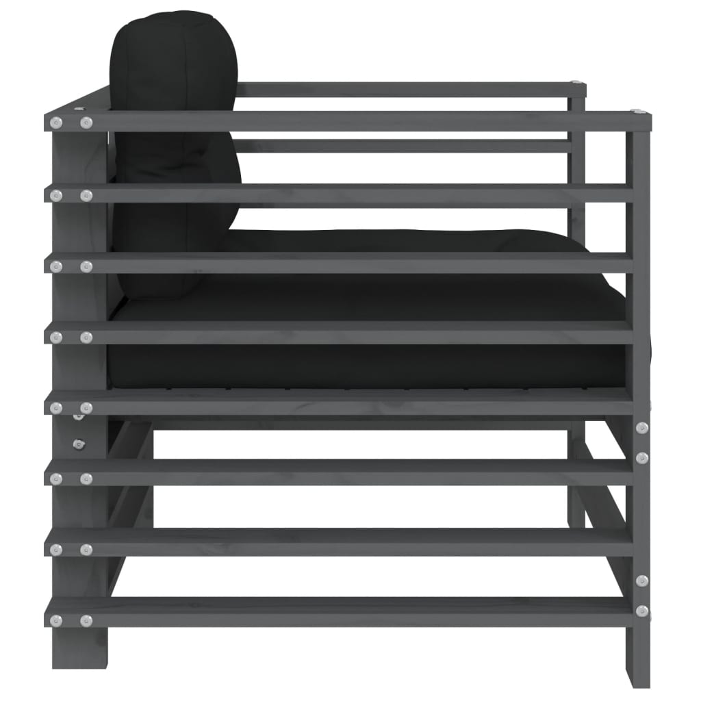 Tuinen 2 St Met Kussens Massief Grenenhout Grijs Grijs grenenhout Stoel