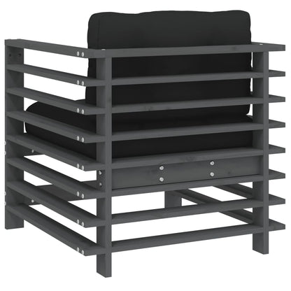 Tuinen 2 St Met Kussens Massief Grenenhout Grijs Grijs grenenhout Stoel