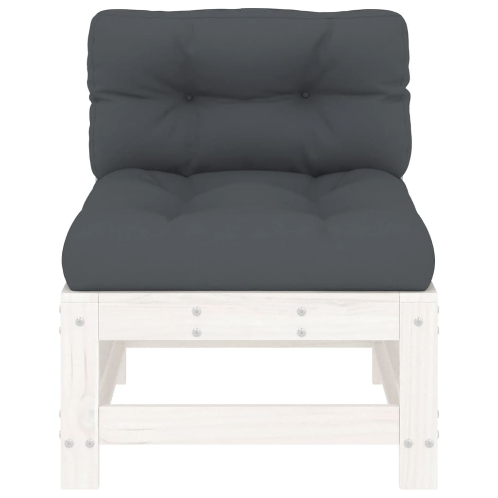 Middenbanken Met Kussens 2 St Massief Grenenhout Wit Wit grenenhout 2x midden