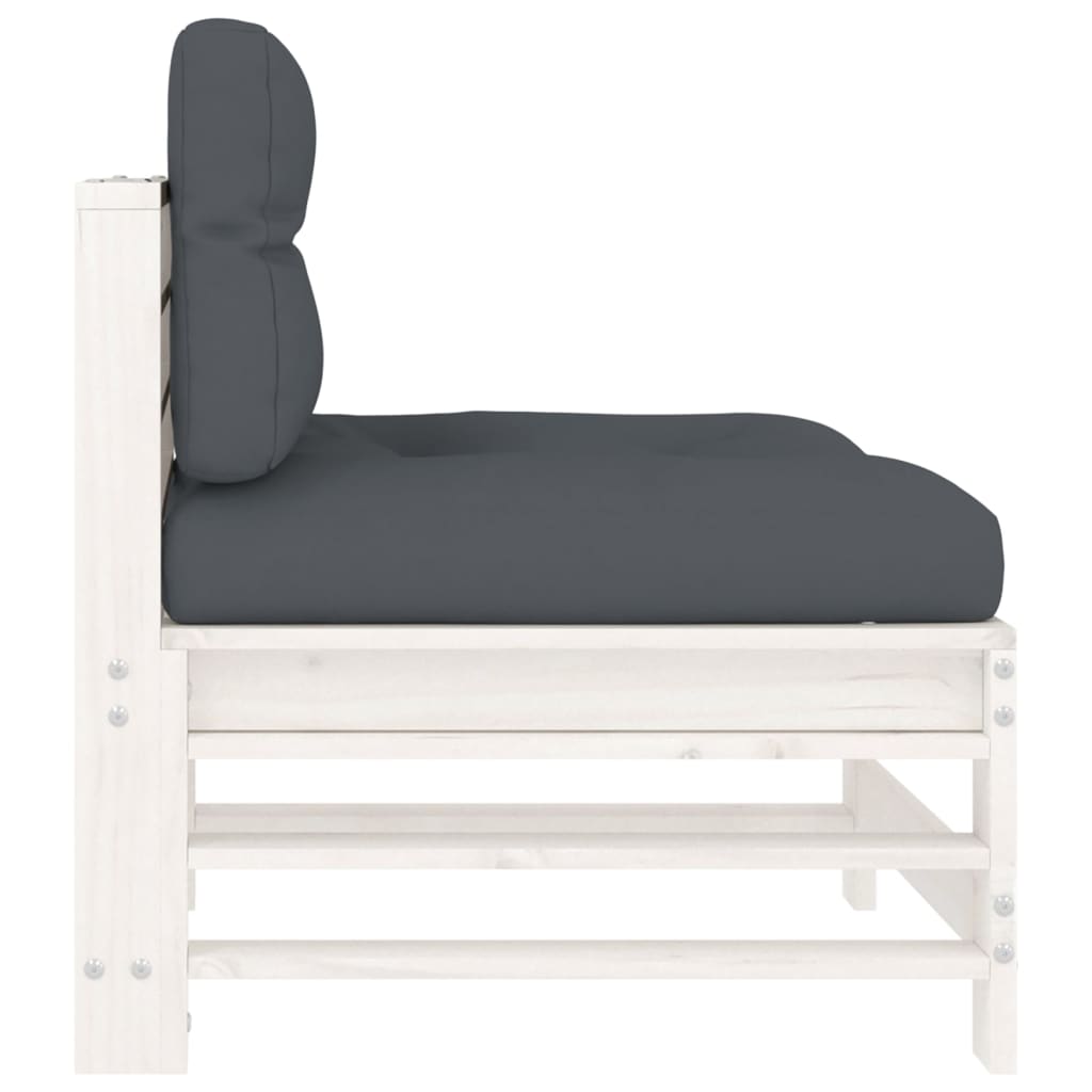 Middenbanken Met Kussens 2 St Massief Grenenhout Wit Wit grenenhout 2x midden