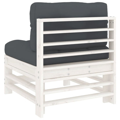 Middenbanken Met Kussens 2 St Massief Grenenhout Wit Wit grenenhout 2x midden