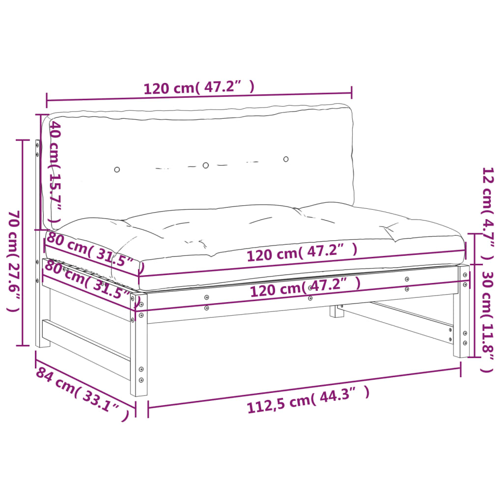 20X80 Cm Massief Grenenhout Zwart Zwart grenenhout Middenbank