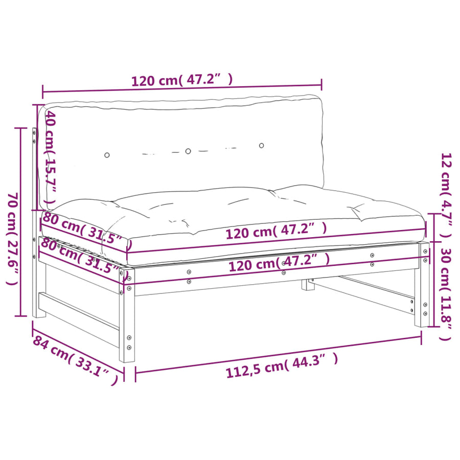 20X80 Cm Massief Grenenhout Zwart Zwart grenenhout Middenbank