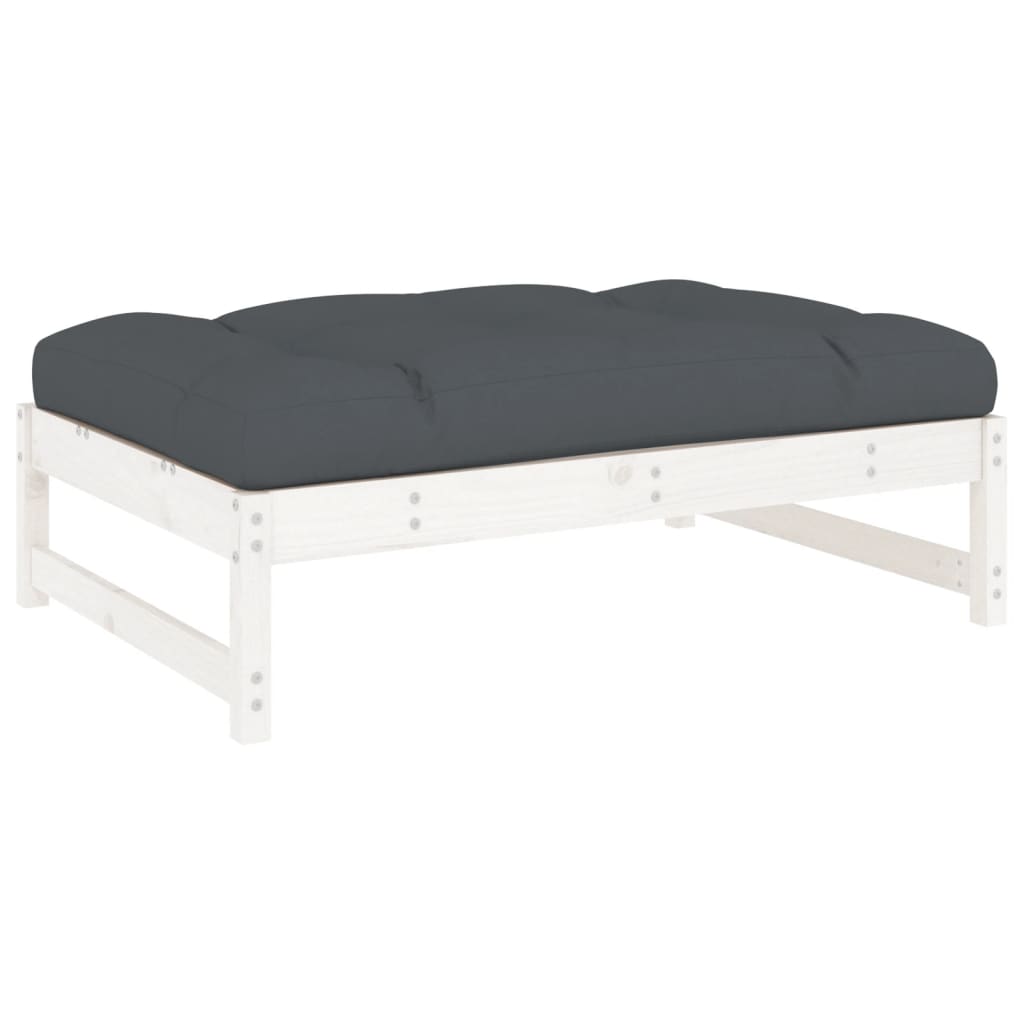 Tuinvoetenbank 20X80 Cm Massief Grenenhout Wit Wit grenenhout Voetensteun