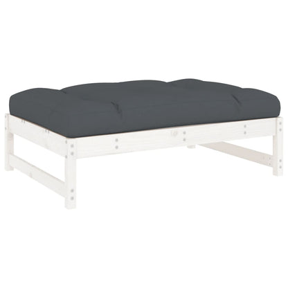 Tuinvoetenbank 20X80 Cm Massief Grenenhout Wit Wit grenenhout Voetensteun