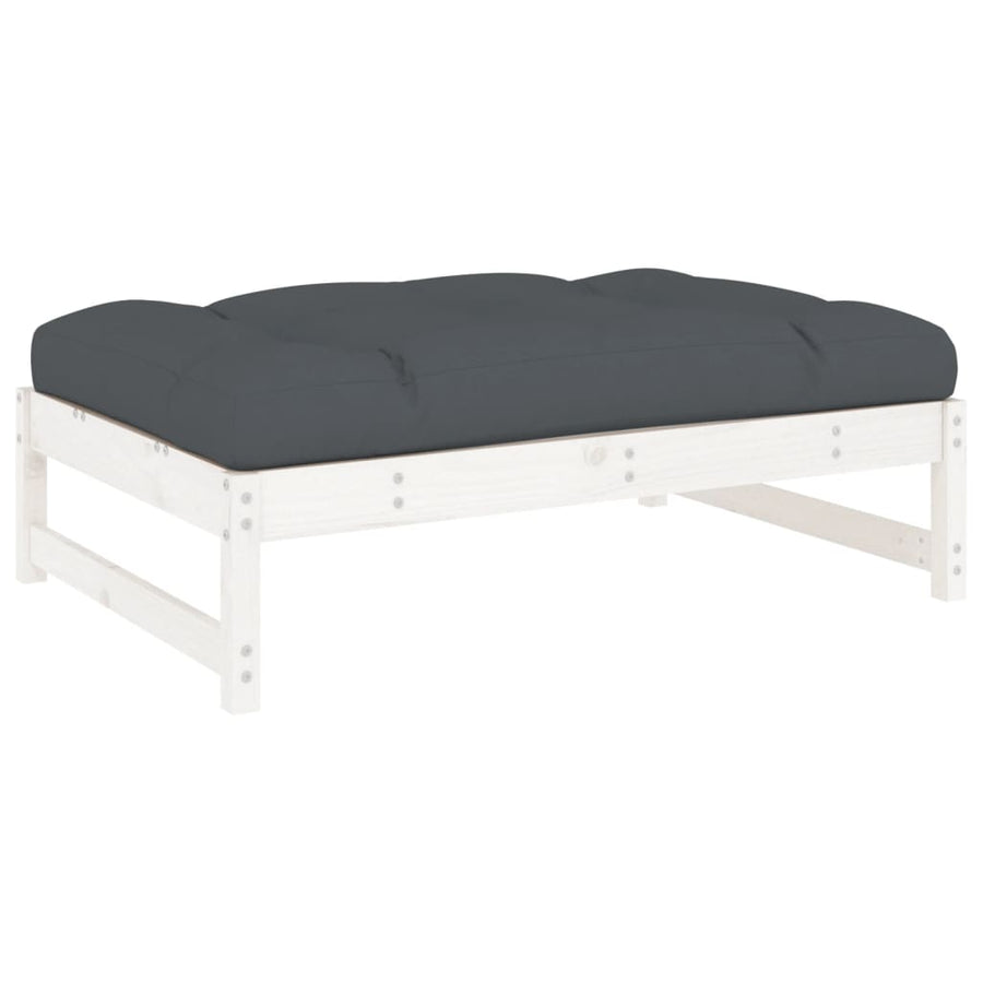 Tuinvoetenbank 20X80 Cm Massief Grenenhout Wit Wit grenenhout Voetensteun
