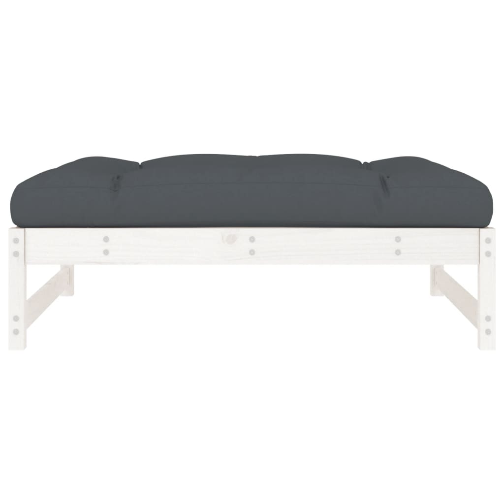 Tuinvoetenbank 20X80 Cm Massief Grenenhout Wit Wit grenenhout Voetensteun