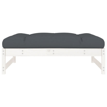 Tuinvoetenbank 20X80 Cm Massief Grenenhout Wit Wit grenenhout Voetensteun