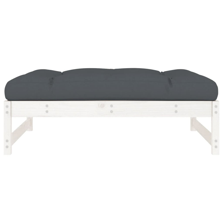 Tuinvoetenbank 20X80 Cm Massief Grenenhout Wit Wit grenenhout Voetensteun