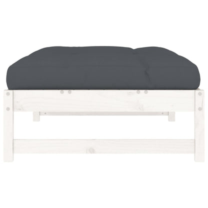 Tuinvoetenbank 20X80 Cm Massief Grenenhout Wit Wit grenenhout Voetensteun