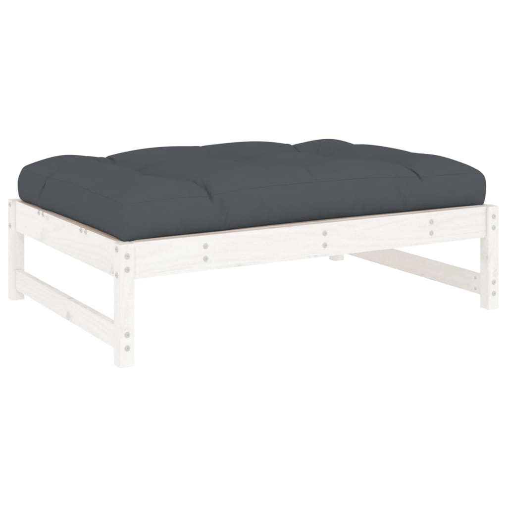 Tuinvoetenbank 20X80 Cm Massief Grenenhout Wit Wit grenenhout Voetensteun