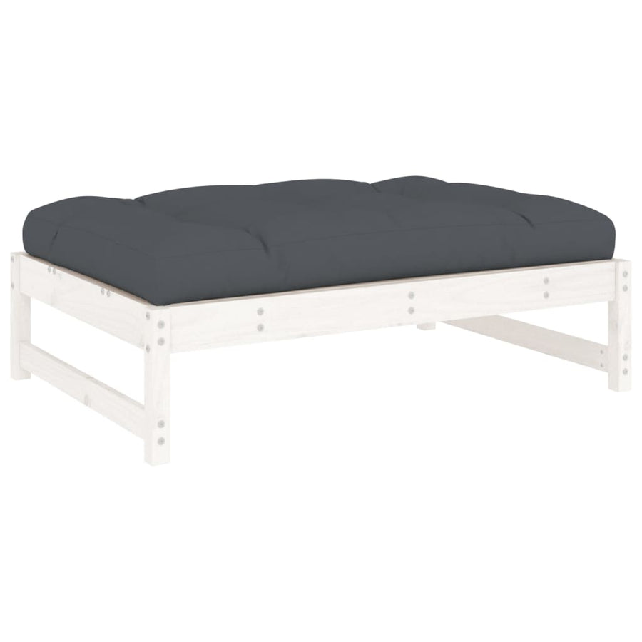Tuinvoetenbank 20X80 Cm Massief Grenenhout Wit Wit grenenhout Voetensteun