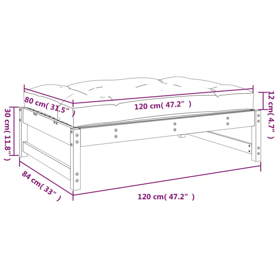 Tuinvoetenbank 20X80 Cm Geïmpregneerd Grenenhout Bruin Voetensteun