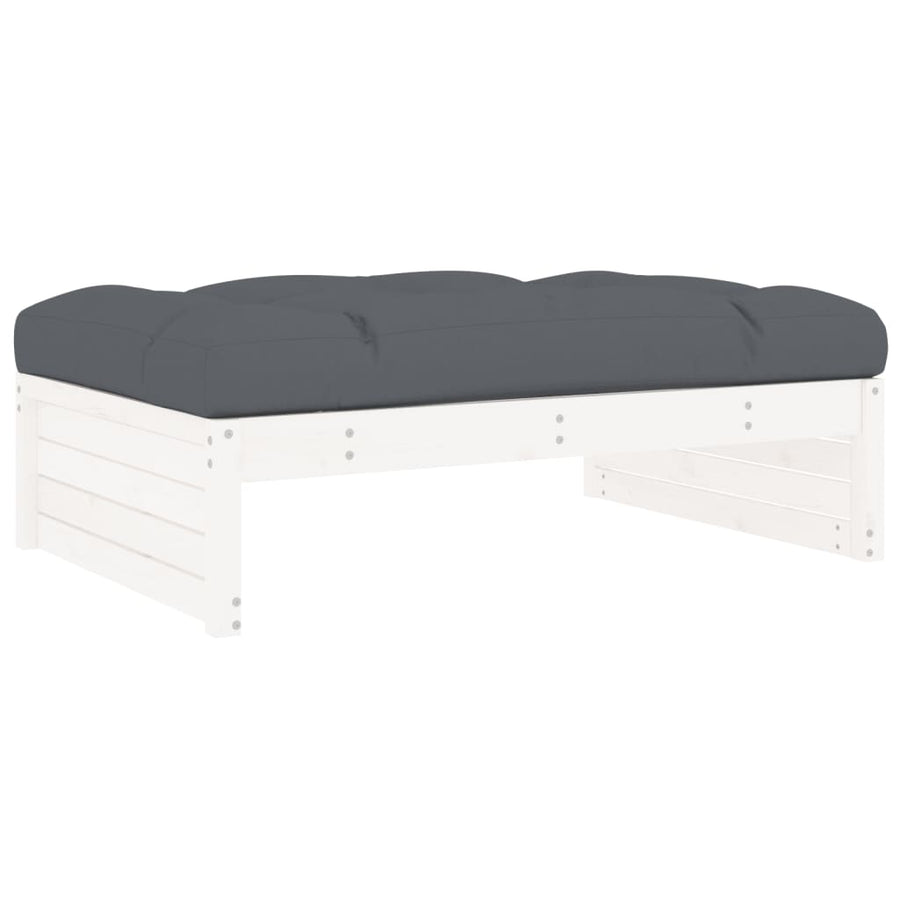 Tuinvoetenbank 20X80 Cm Massief Grenenhout Wit Wit grenenhout Voetensteun