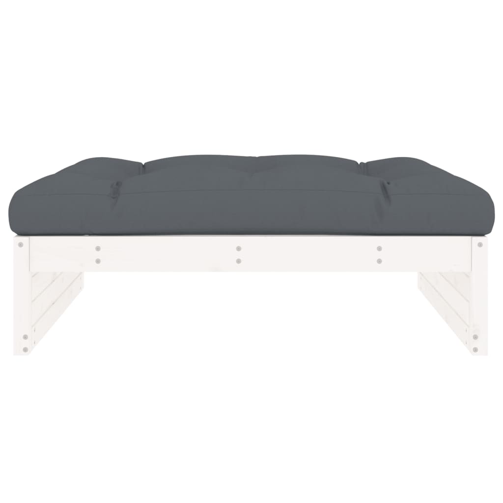 Tuinvoetenbank 20X80 Cm Massief Grenenhout Wit Wit grenenhout Voetensteun