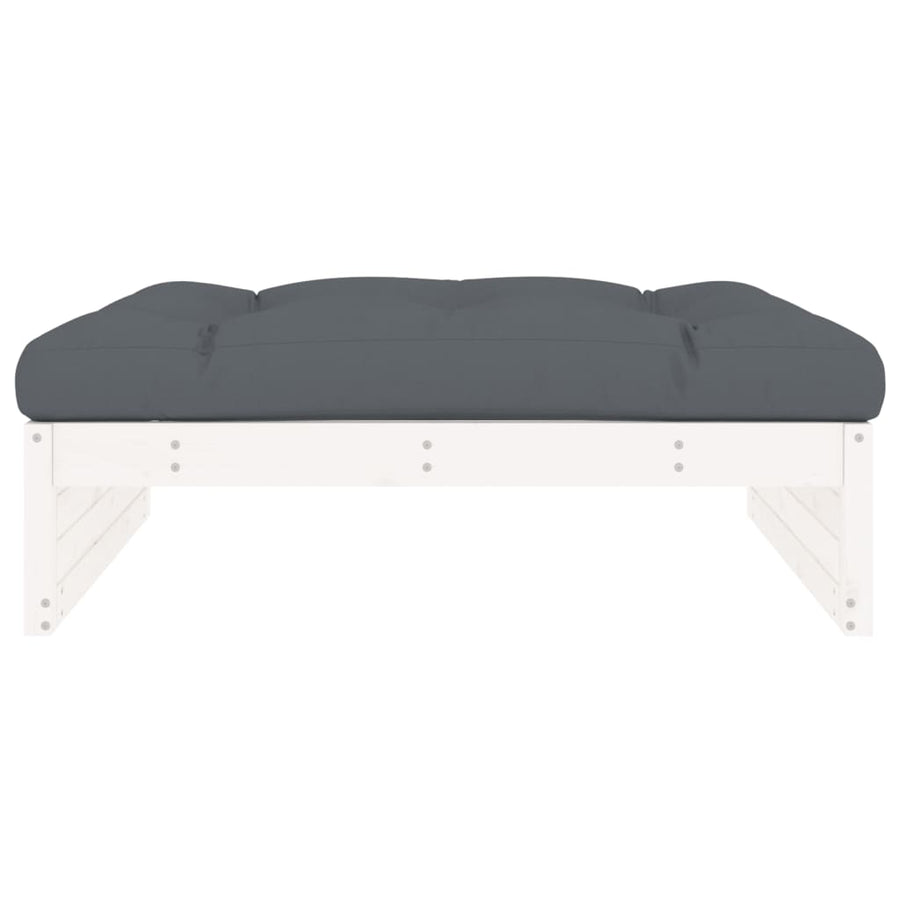 Tuinvoetenbank 20X80 Cm Massief Grenenhout Wit Wit grenenhout Voetensteun