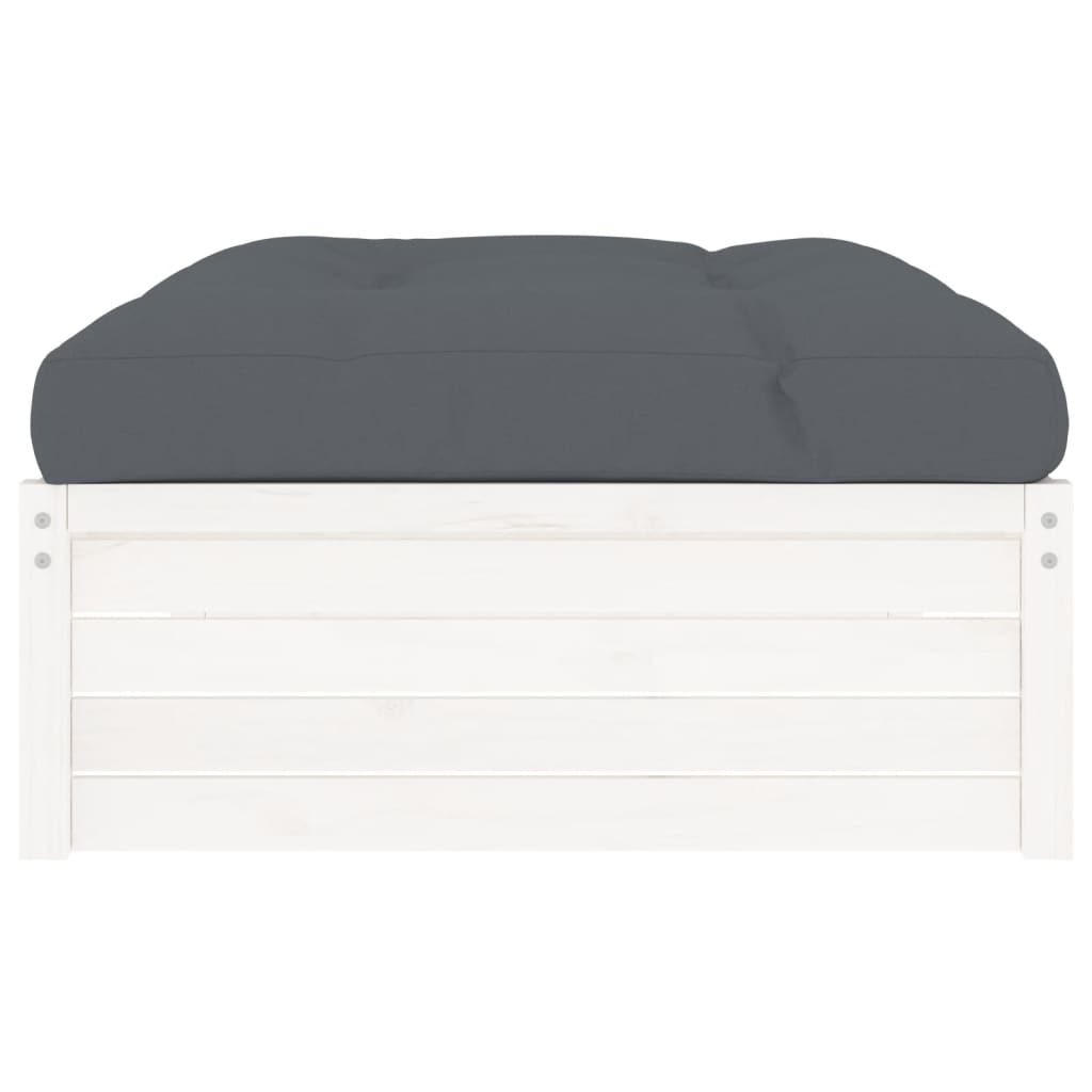 Tuinvoetenbank 20X80 Cm Massief Grenenhout Wit Wit grenenhout Voetensteun