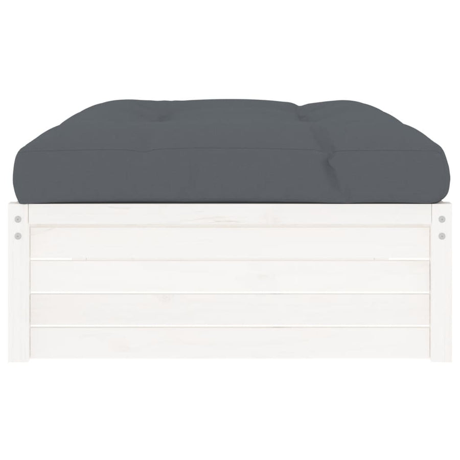 Tuinvoetenbank 20X80 Cm Massief Grenenhout Wit Wit grenenhout Voetensteun