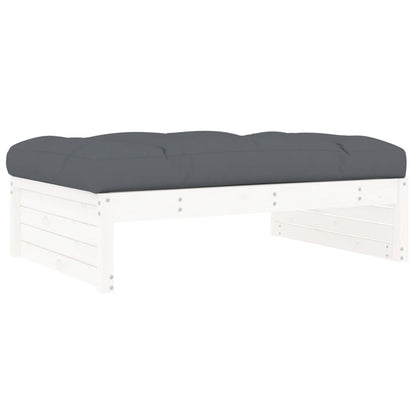 Tuinvoetenbank 20X80 Cm Massief Grenenhout Wit Wit grenenhout Voetensteun