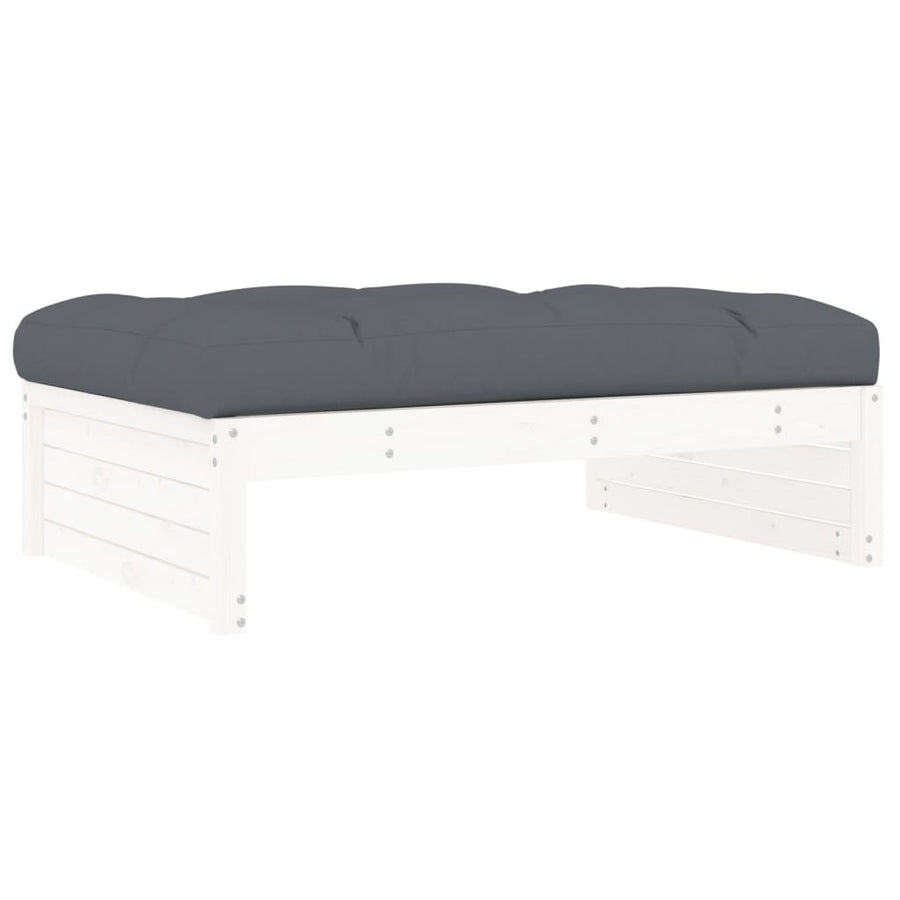 Tuinvoetenbank 20X80 Cm Massief Grenenhout Wit Wit grenenhout Voetensteun