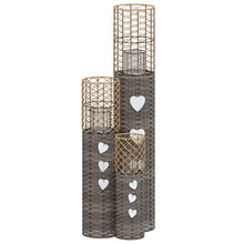 Kaarsenhouders 3 St Wicker Grijs