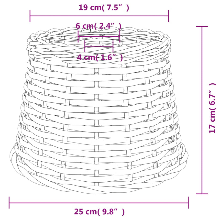 Plafondlampenkap Ø25X17 Cm Wicker Wit