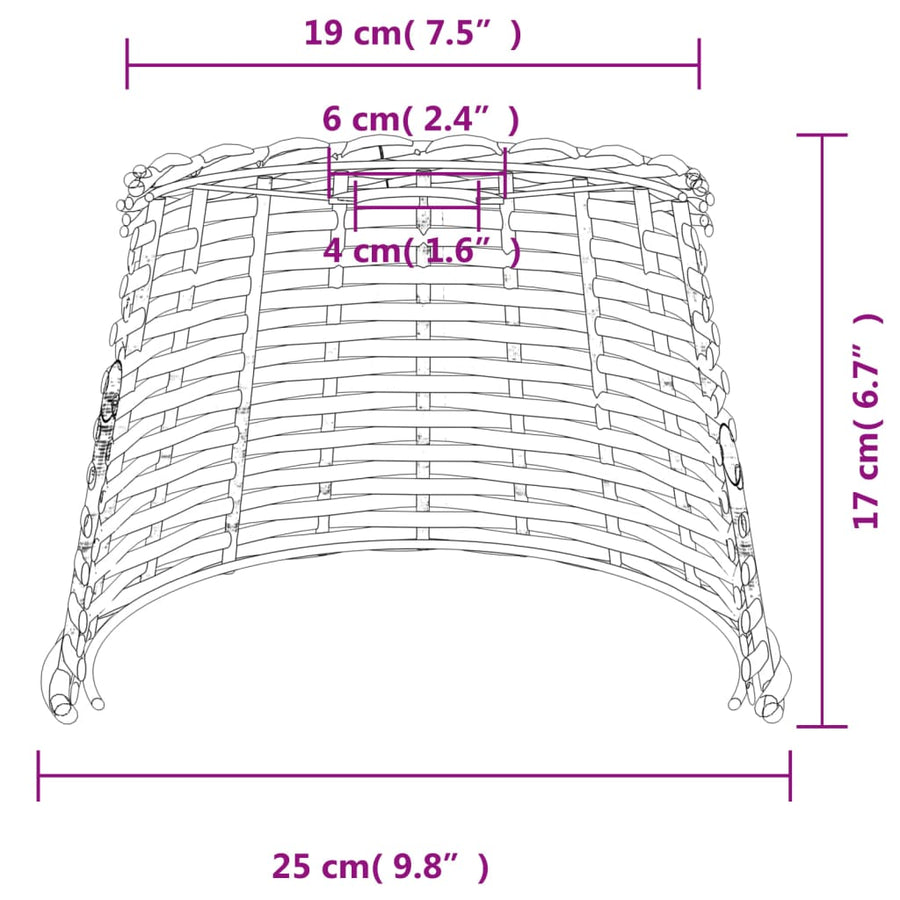 Plafondlampenkap Ø25X17 Cm Wicker Wit